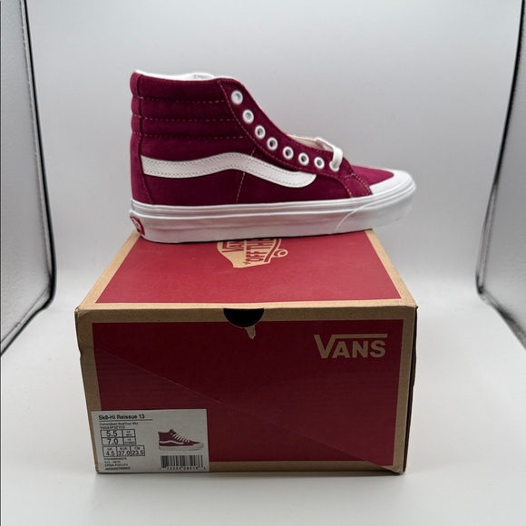 Vans Sk8-HI Reissue 13 women’s 7 Maroon and White High-Top Sneakers shelf 1 - Picture 1 of 6